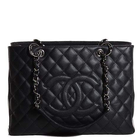 chanel quilted caviar leather grand shopping tote bag